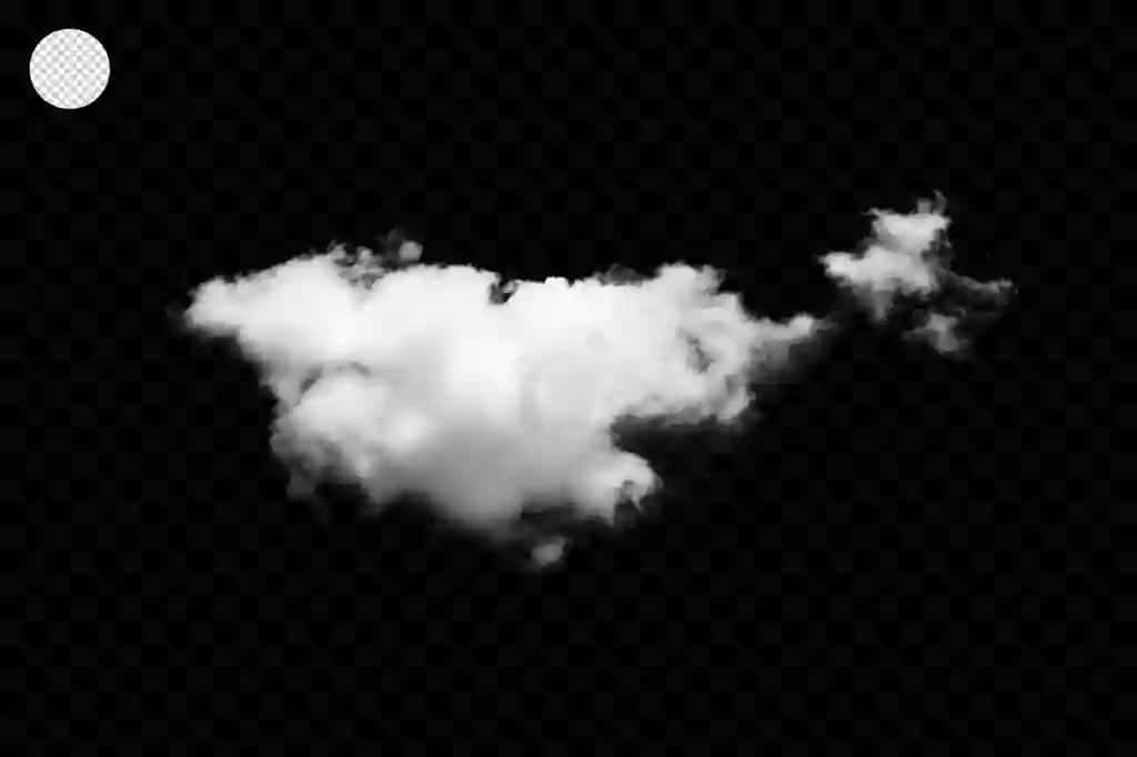 Yagona momiq oq bulut shaffof fon | Single fluffy white cloud transparent background
