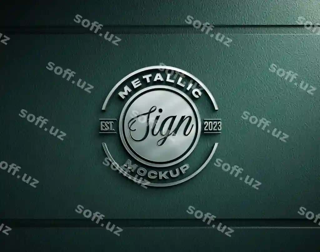 Metal logotip mock-up dizayni - deri yuzasiga | Metal logo mock up design leather surface