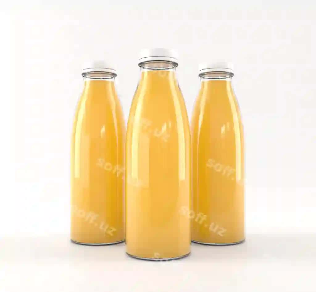 Meva suvi anqarli stakan flakon namuna dizayni | Fruit juice clear glass bottle mock up design