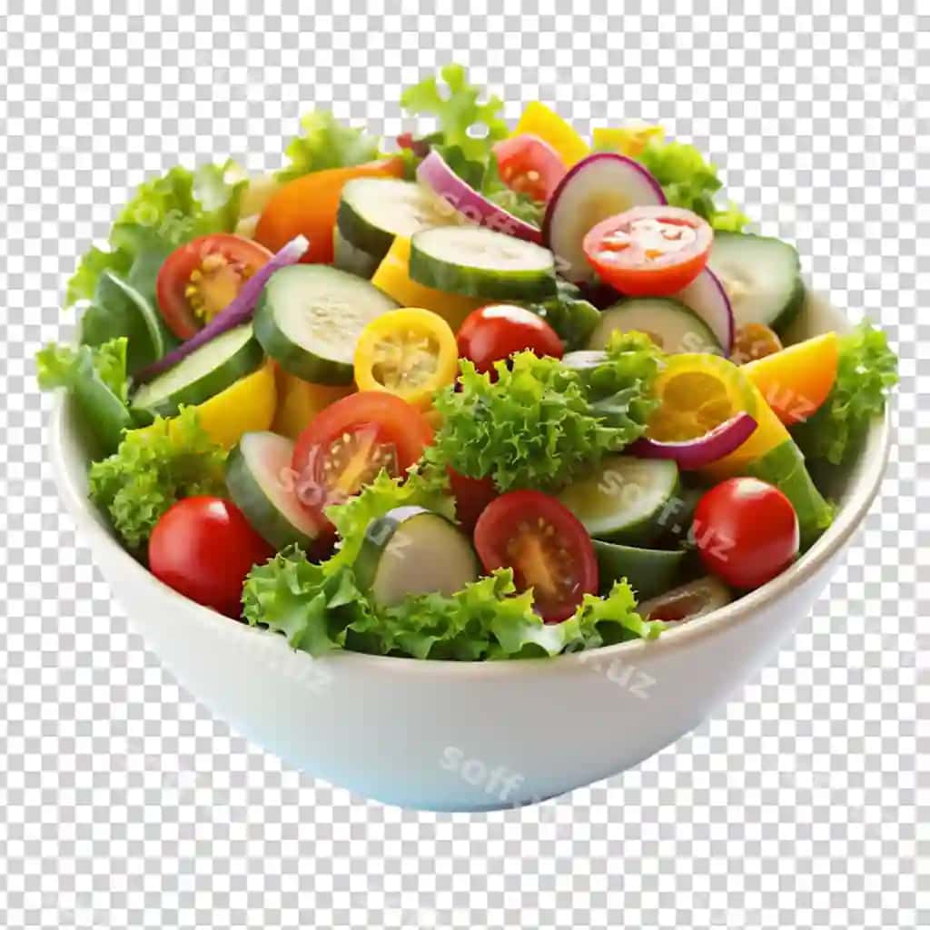 Yangi sabzavotli salat idishi izolyatsiya qilingan oq fon | Fresh vegetable salad bowl isolated white background