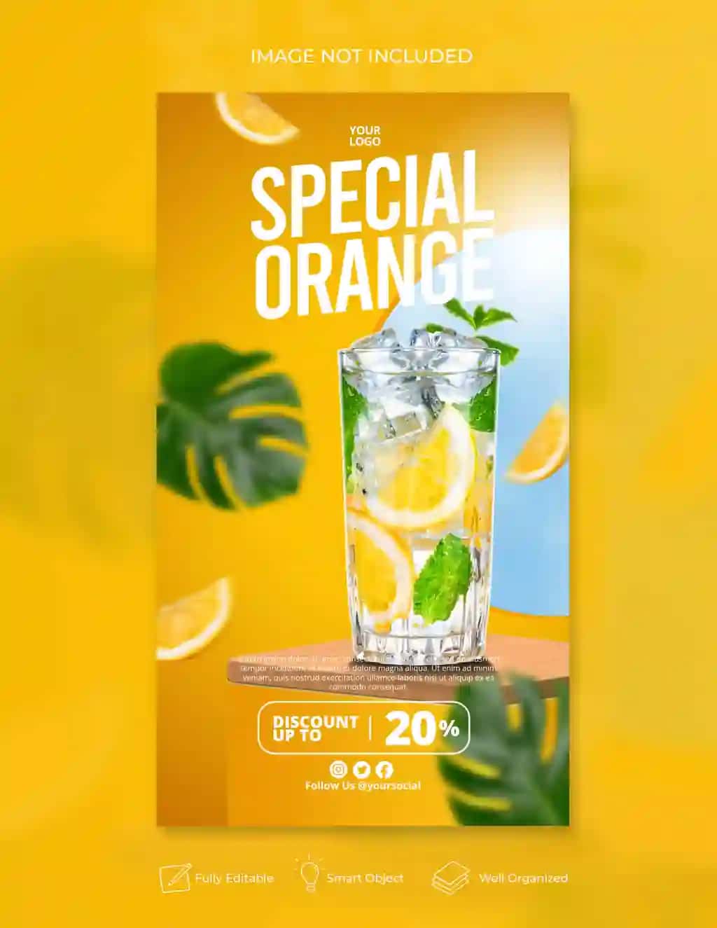 Sog'lom ichimlik menyusini targ'ib qilish ijtimoiy media instagram hikoya banneri | Healthy drink menu promotion social media instagram story banner
