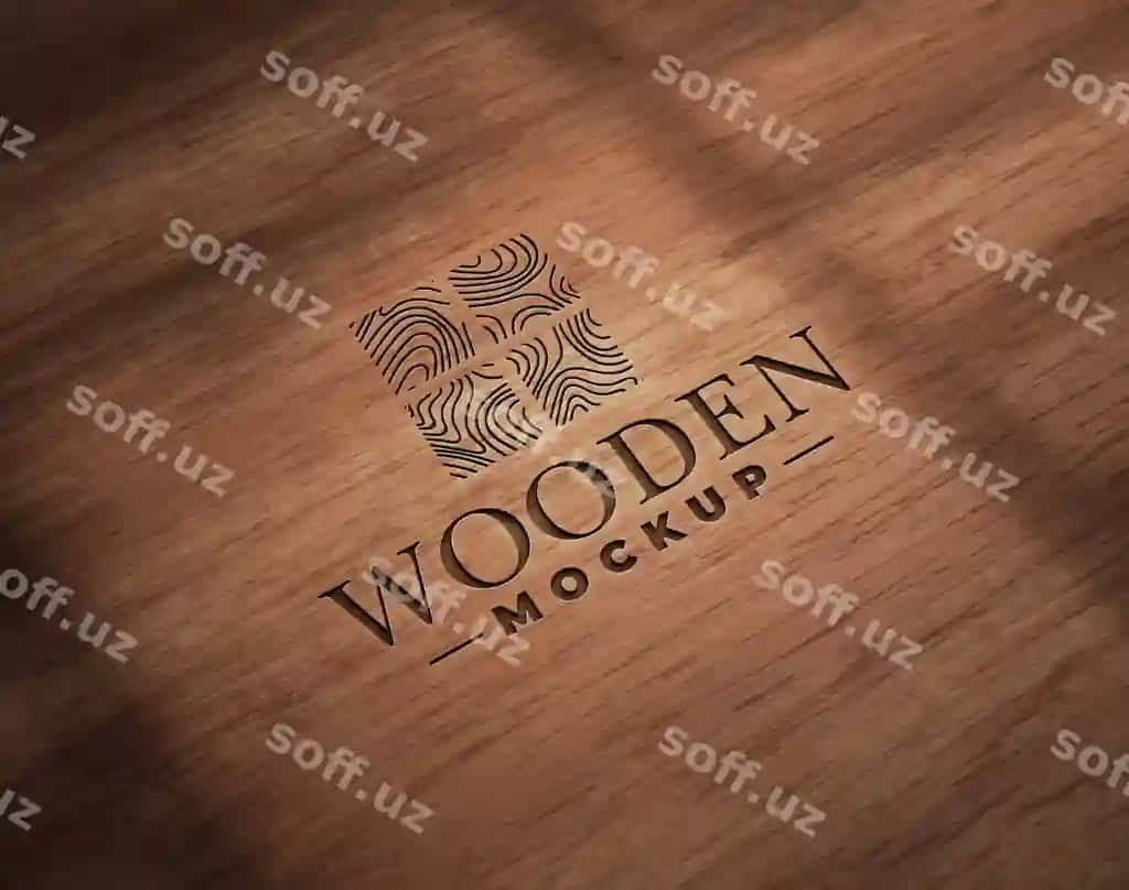 Eski chizish logotipi namunasi yog'och | Old engraving logo mockup wood