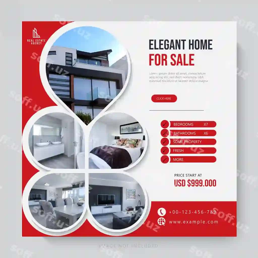 Mulk biznesi ijtimoiy tarmoqlar shabloni | Real estate business social media template