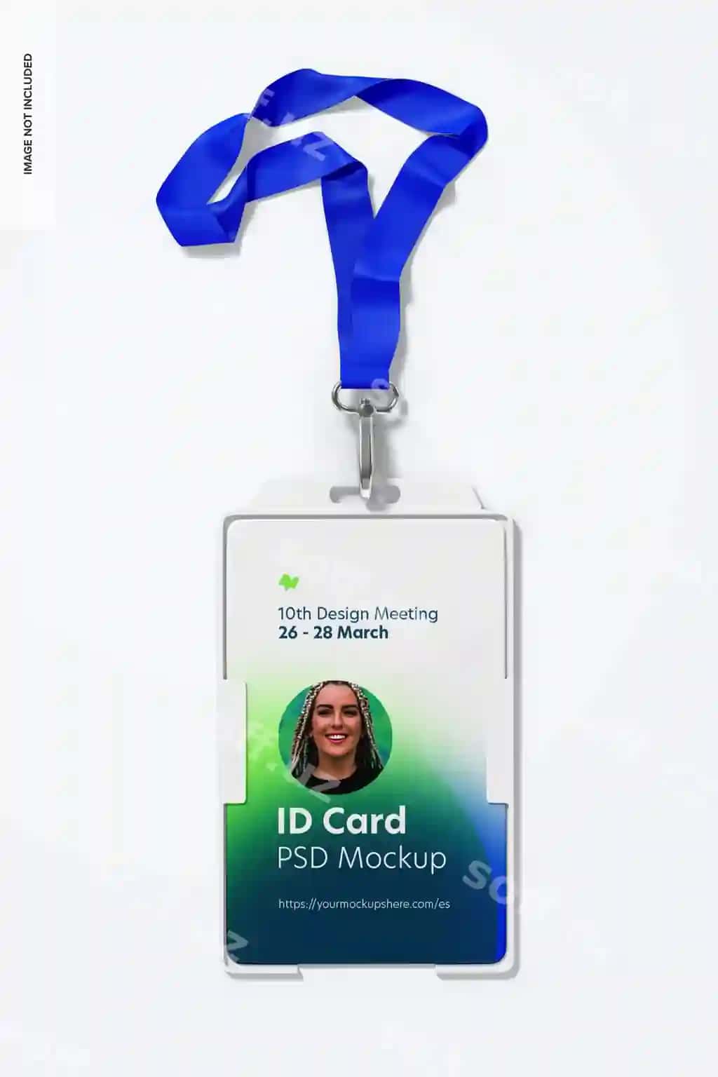 ID karta lanyardli aylanma qirqich mockup | Id card with lanyard swivel hook mockup