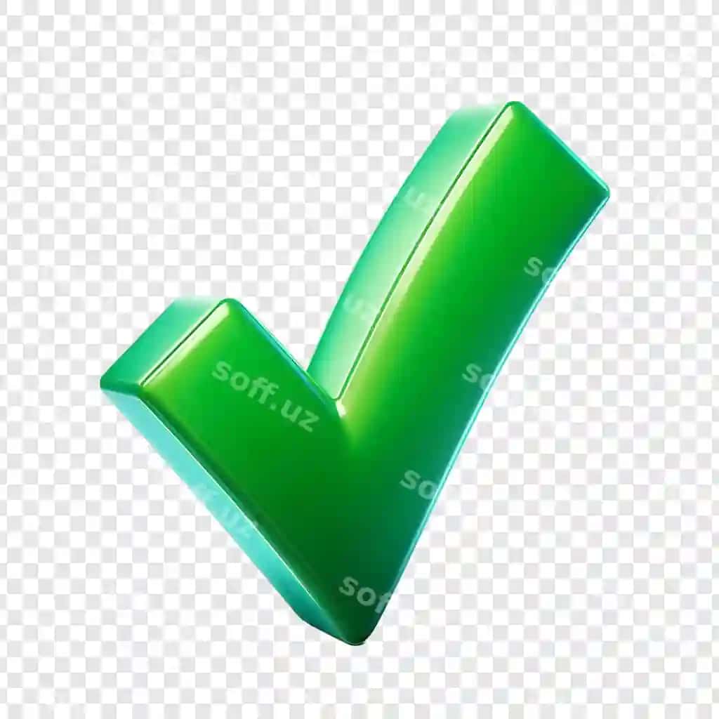 Yashil tasdiq belgisi izolyatsiya qilingan shaffof fon | Green check mark isolated transparent background
