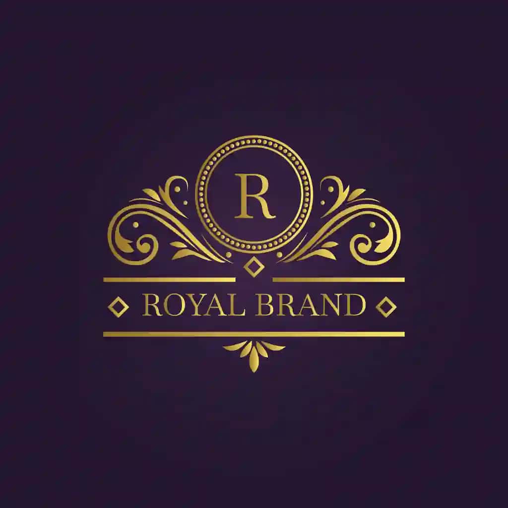 Hashamatli oltin qirollik brendi logotipi dizayni, zeb-ziynatli aylanma harfli | Luxury golden royal brand logo design with ornate swirls letter