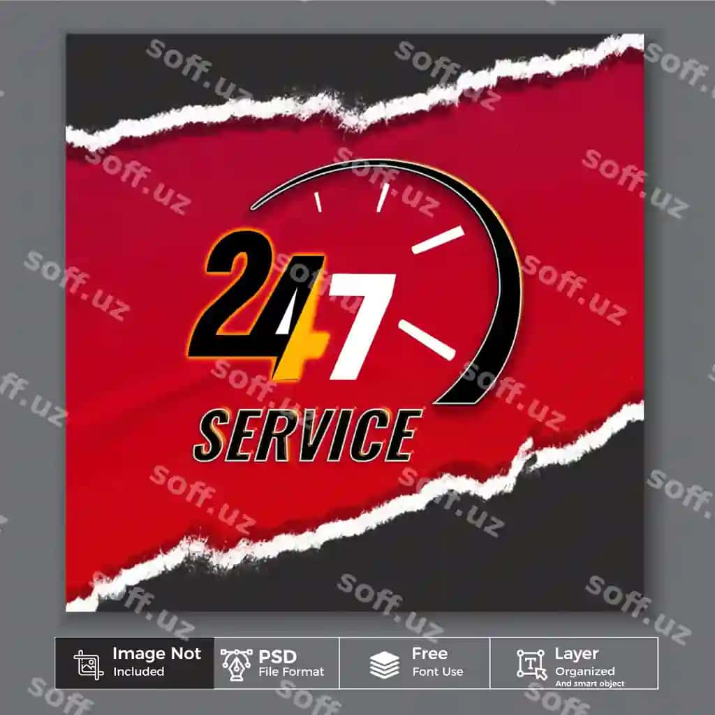 Bepul psd yigirma to'rt xizmat banner | Free psd twenty four service banner