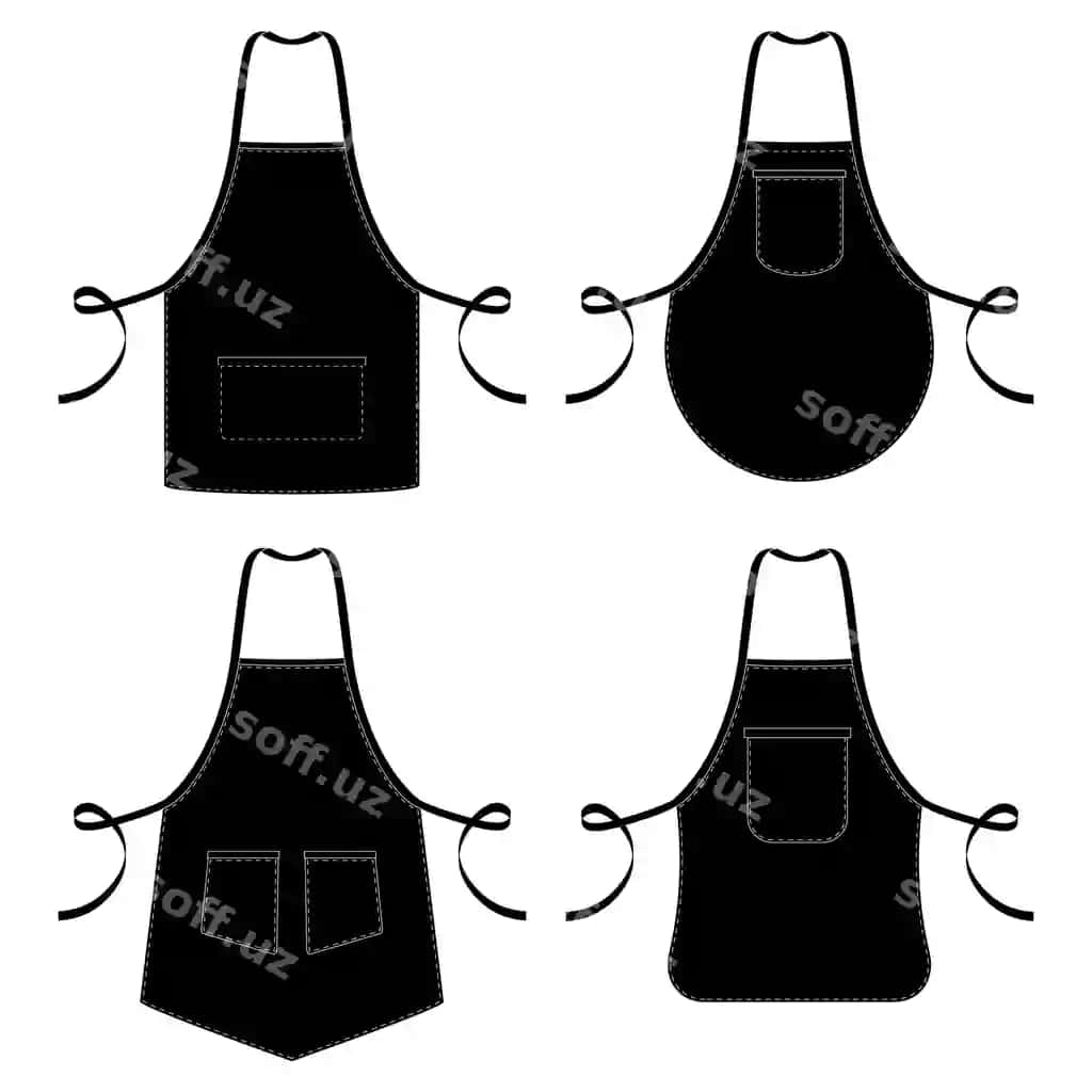 Qora oq rangli oshpaz ovelari oq ajraltirilgan | Black white kitchen chef aprons isolated white