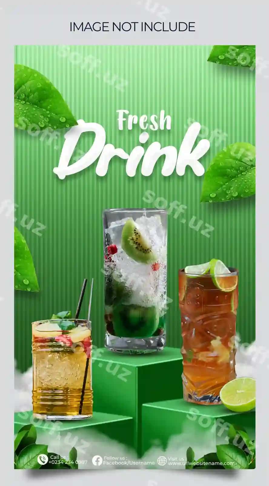 Sog'lom ichimliklar menyusini reklama qilish ijtimoiy media instagram hikoya banneri | Healthy drink menu promotion social media instagram story banner