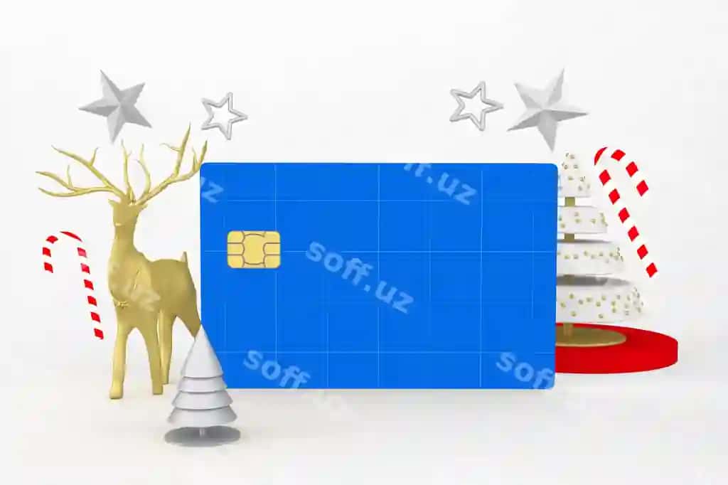 Milod kredit karta namunasi | Christmas credit card mockup