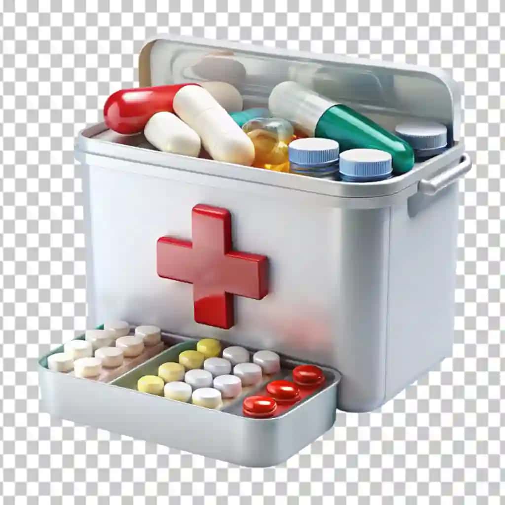 Dorilar birinchi yordam qutisi shaffof fon | Medicines first aid box transparent background