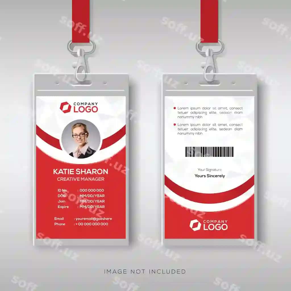 Elegant qizil oq ID karta dizayn shabloni | Elegant red white id card design template