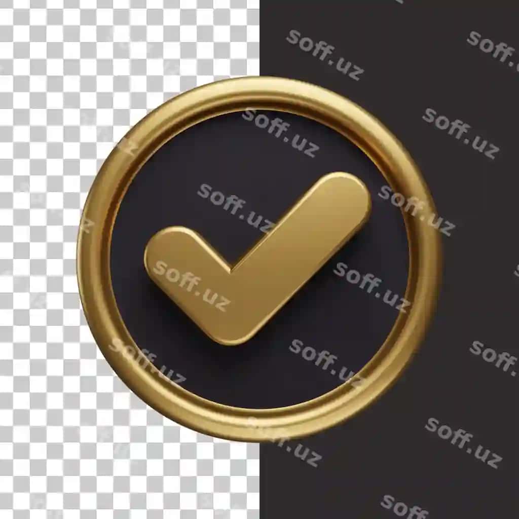 Chek ikonka oltin 3D | Check icon gold 3d