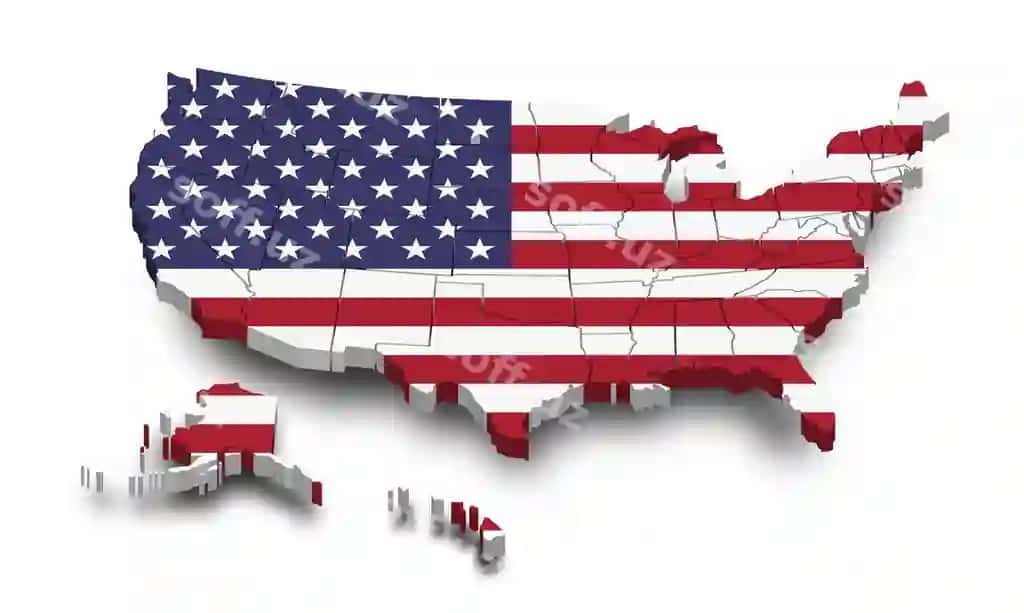 Amerika Qo'shma Shtatlari Amerika xaritasi bayrog'i 3D shakl dizayni | United states america map flag 3d shape design