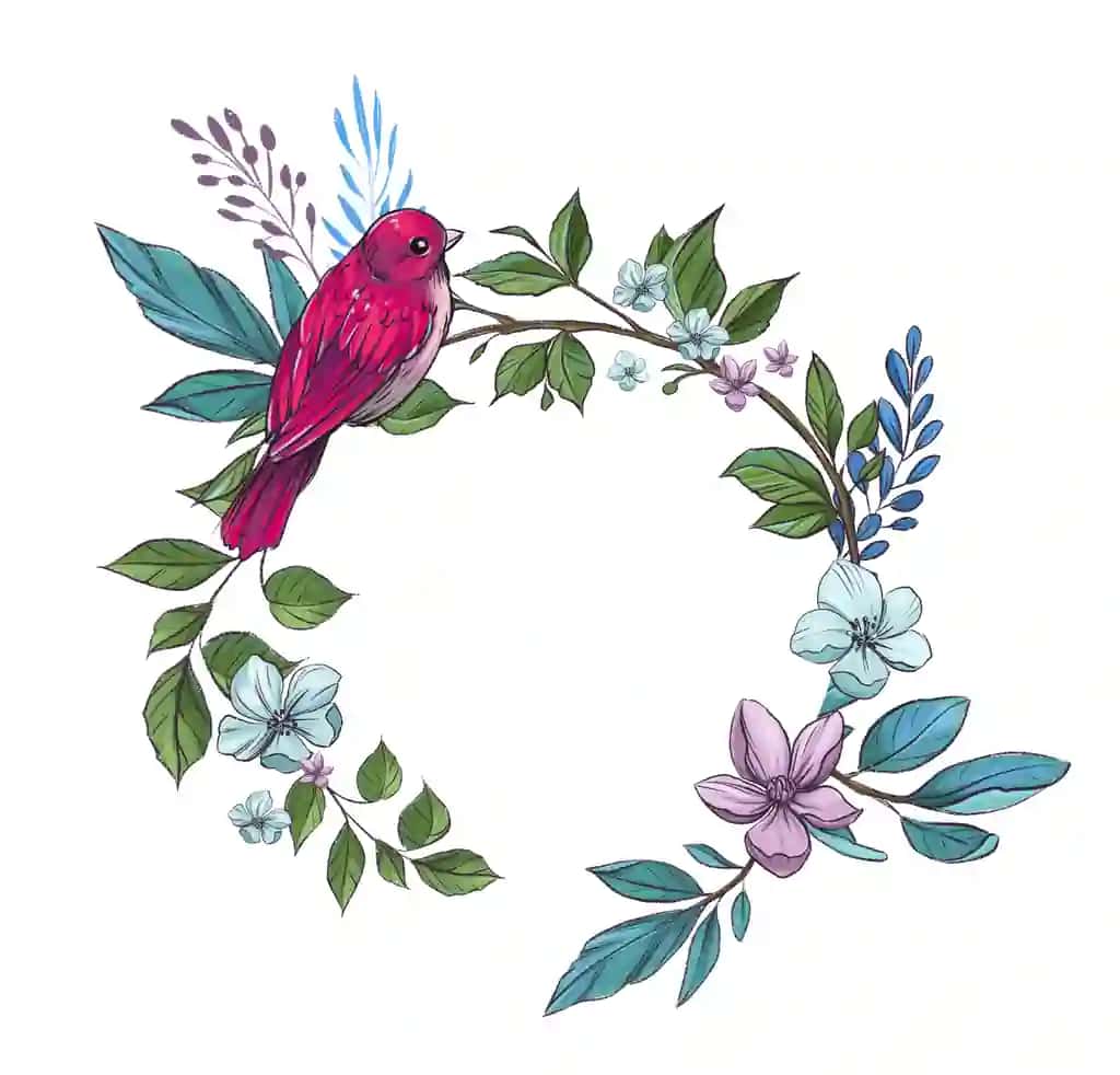 Gulli dekorativ kompozitsion qalam rasmlari to'y tabriknomasi | Floral decorative composition pencil illustration wedding greeting card