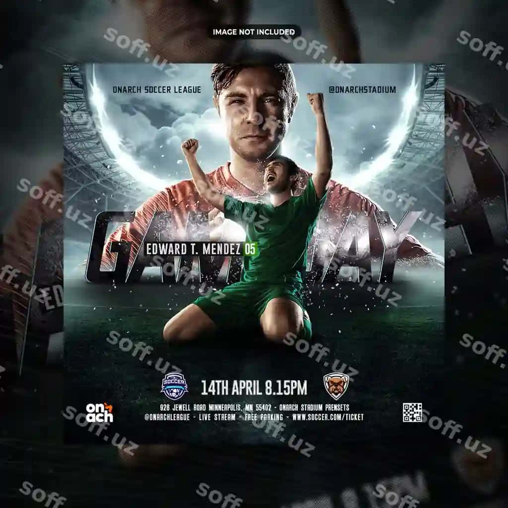 Futbolchining ijtimoiy tarmoqlardagi reklama varaqasini reklama qilish shabloni | Soccer football player social media post flyer promotion template