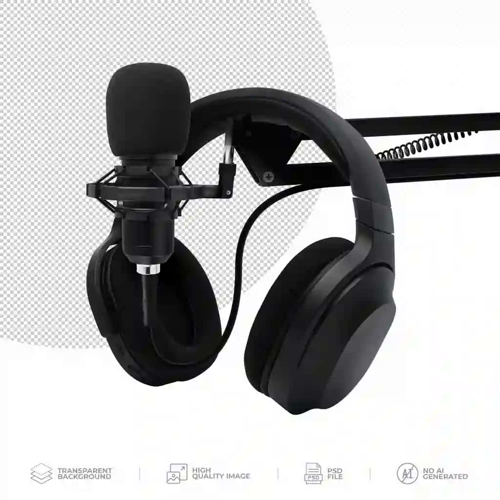 Mikrofon naushniklar shaffof fon psd | Microphone headphones transparent background psd