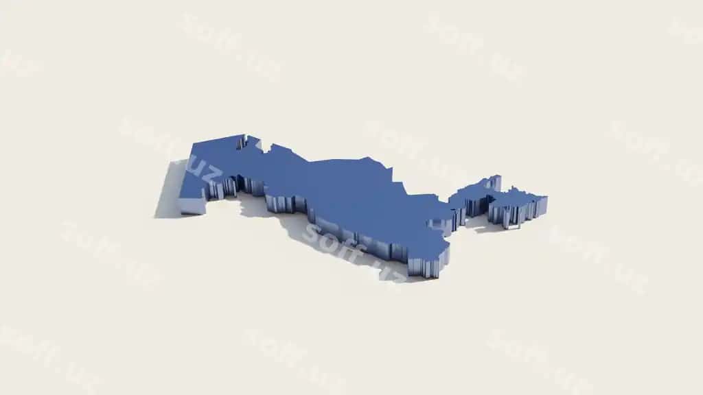 Oʻzbekiston xaritasi 3D sayqallangan koʻk tekstura yangi nashri oq fon yuqori sifatli render 4k | Uzbekistan map 3d polished blue texture new edition white background high quality render 4k