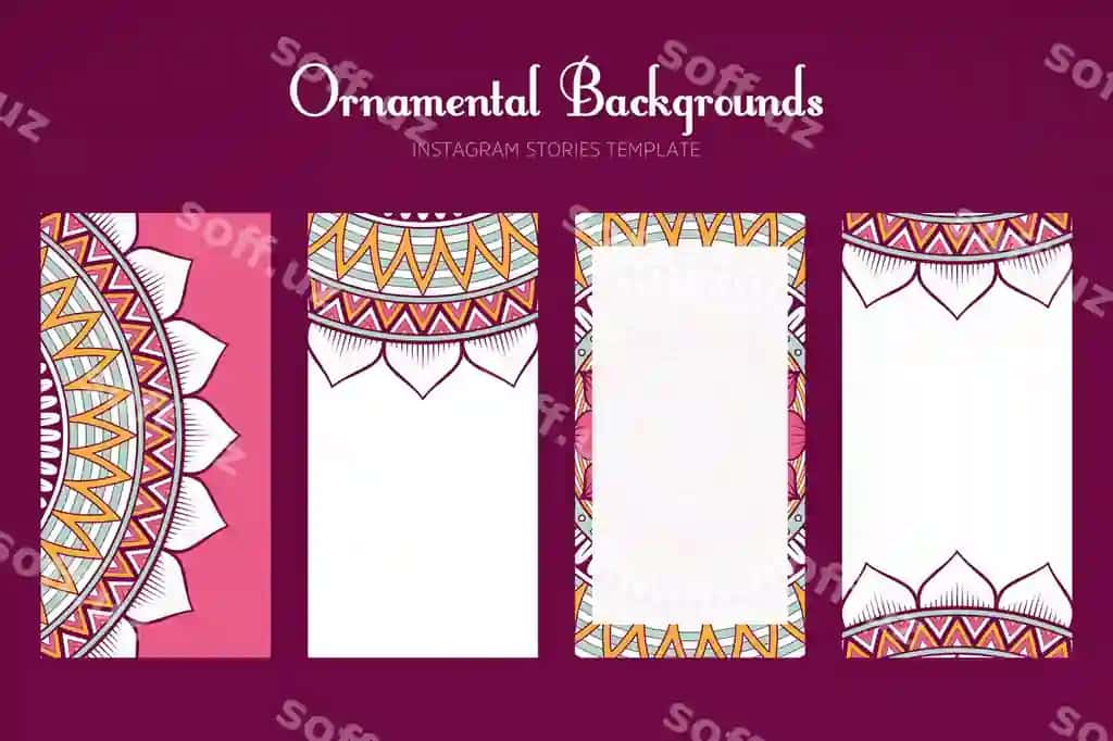 Instagram stories orqa fon kolleksiyasi mandal bilan | Instagram stories background collection with mandala