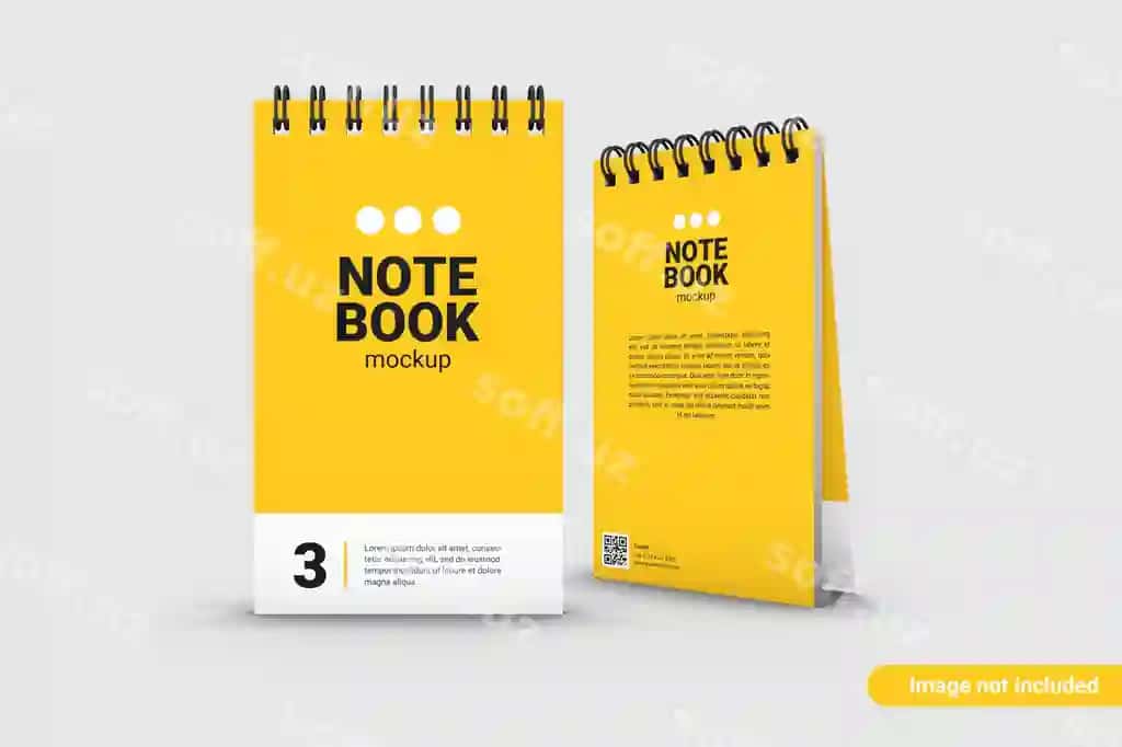 Spiral daftar mockup oldingi ko'rinish | Spiral note book mockup front view