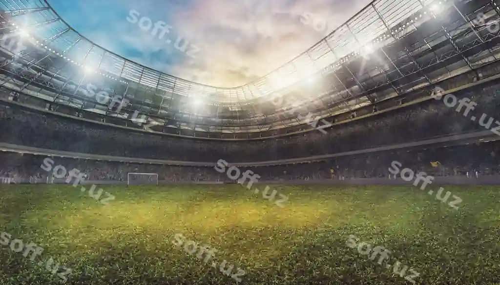 Futbol stadiyasi stoyoq to'liq fanslar o'yin kutilmoqda 3D render | Football stadium with stands full fans waiting game 3d rendering