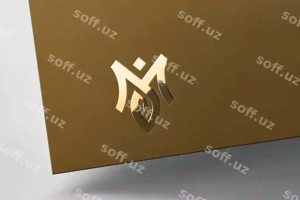 Oltin rangli naqshli logotip maketi | Embossed golden logo mockup