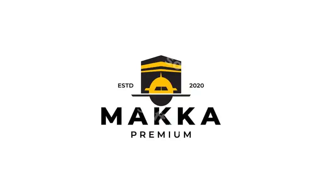 Makka Kabah samolyot sayohati logotipi dizayni | Mecca kabah airplane tour traveling logo design