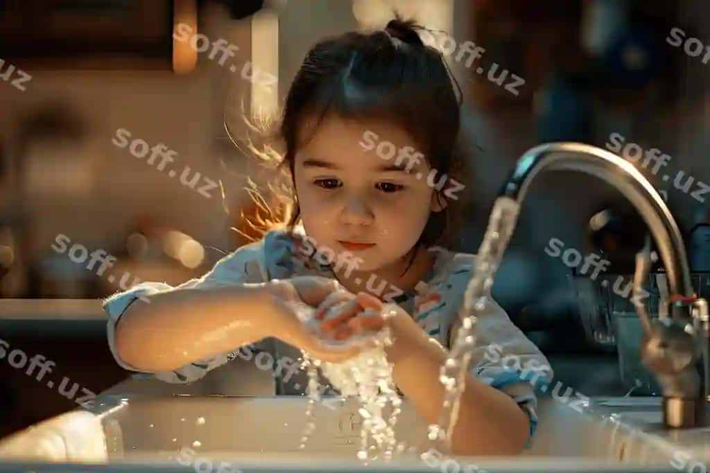 Chiroyli kichik qiz yangi odatda o'z qo'llarini yuvishni o'rganmoqda | Cute little girl learning how wash her hands new normal