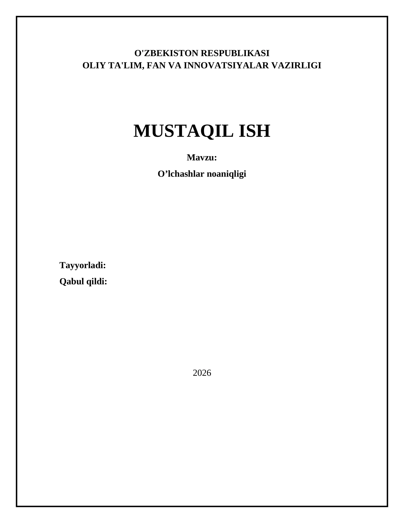 O’lchashlar noaniqligi