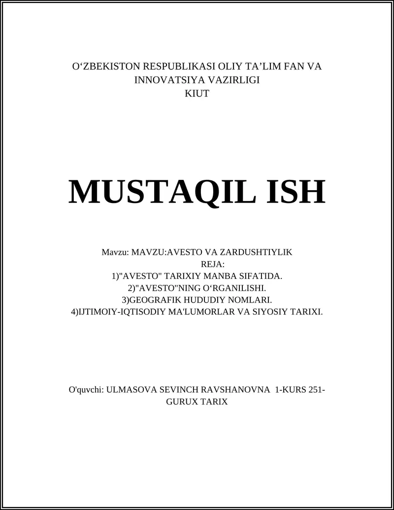 Avesto va Zardushtiylik