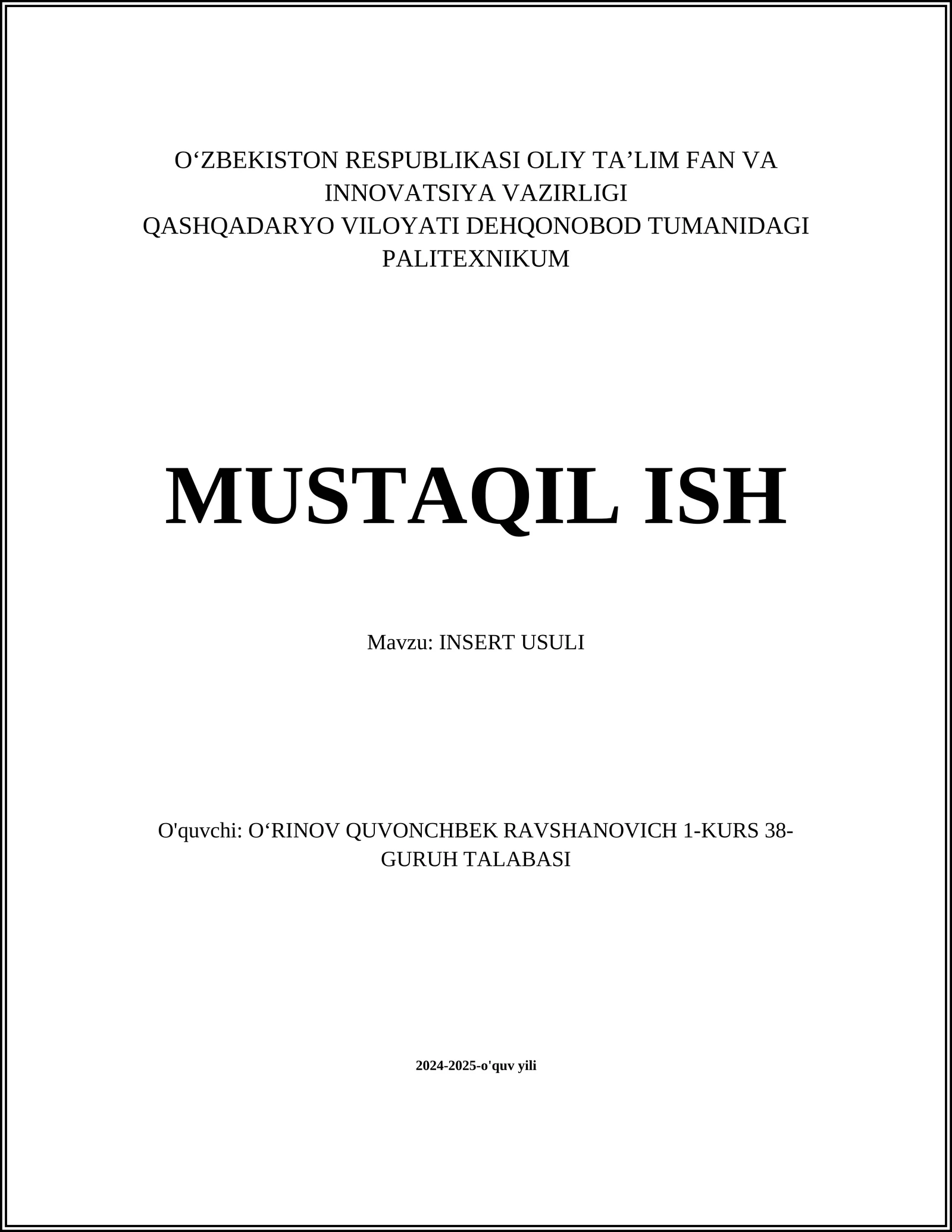 INSERT USULI