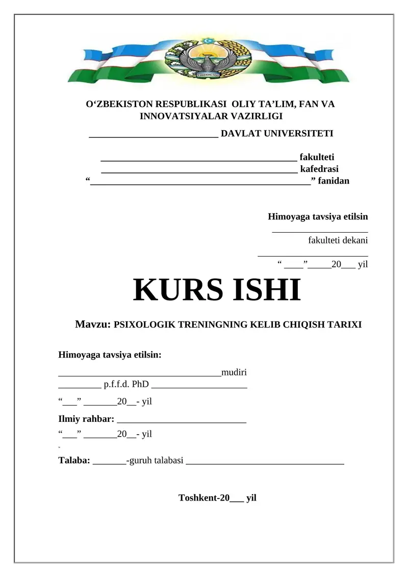 PSIXOLOGIK TRENINGNING KELIB CHIQISH TARIXI