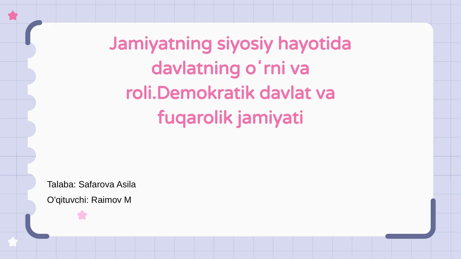 Davlat va siyosiy hayot