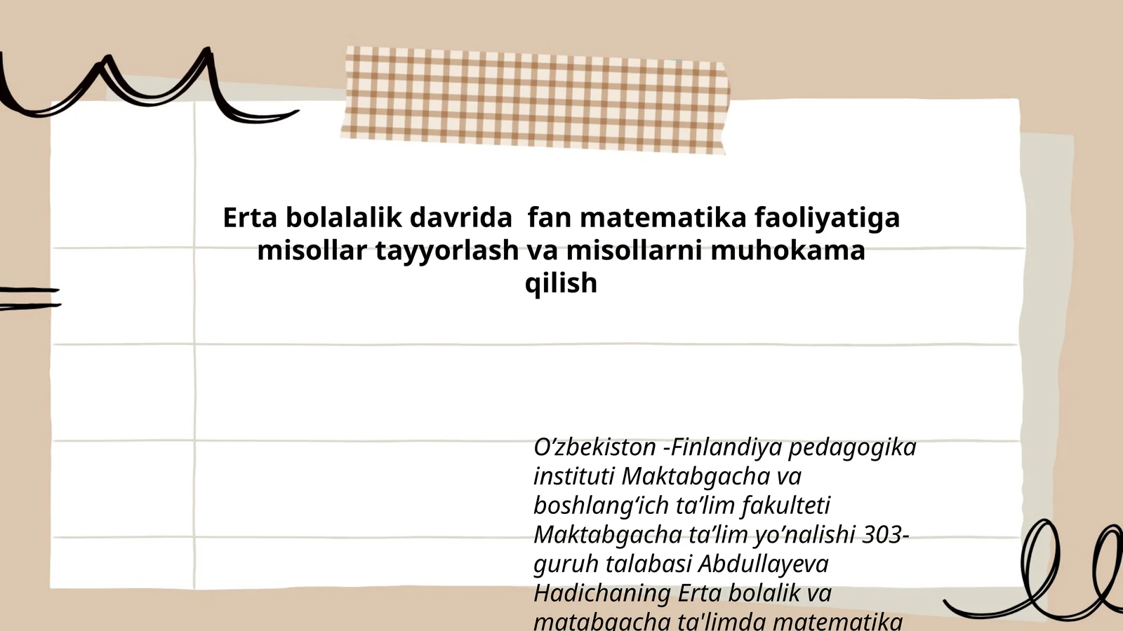 Erta bolalalik va matabgacha ta'limda matematika fanidan tayyorlagan taqdimoti