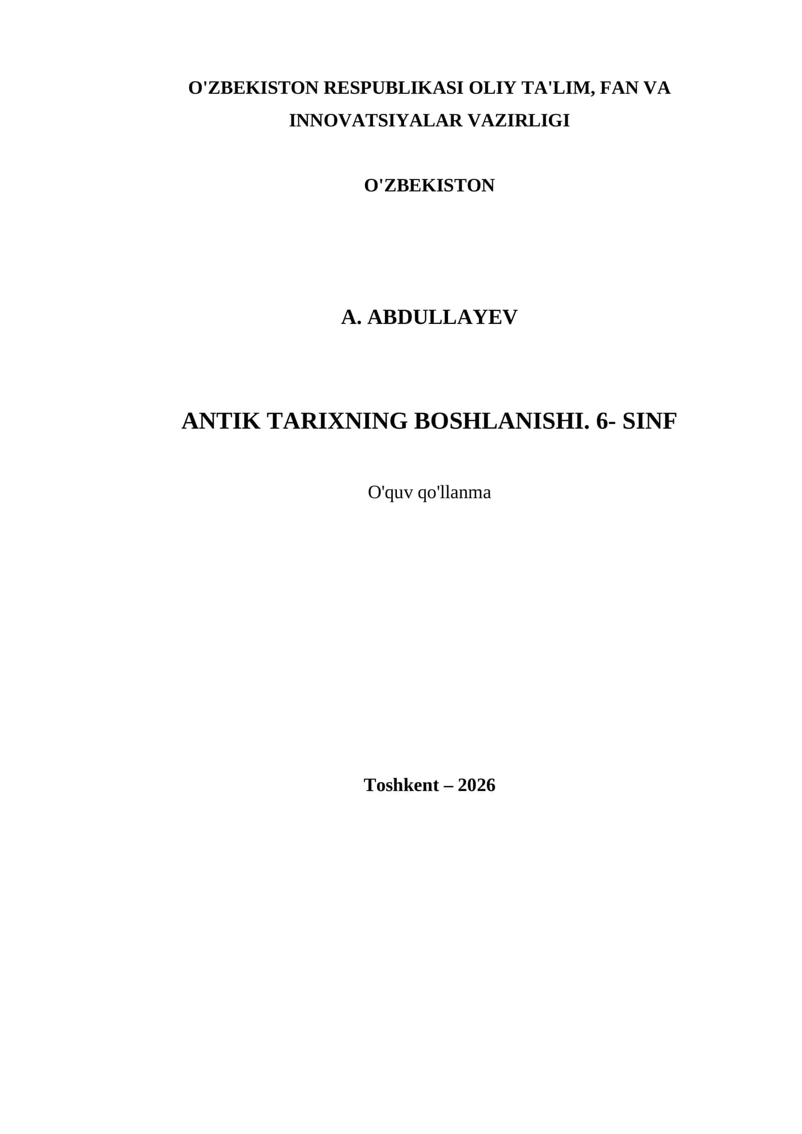 ANTIK TARIXNING BOSHLANISHI. 6- SINF