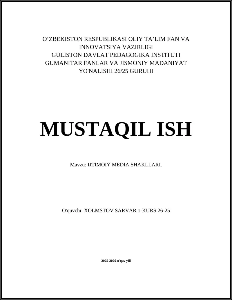IJTIMOIY MEDIA SHAKLLARI