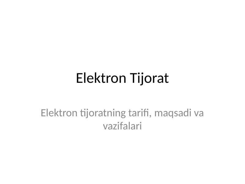 Elektron Tijorat