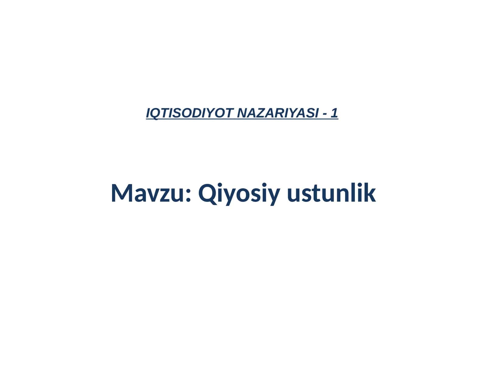 IQTISODIYOT NAZARIYASI - 1