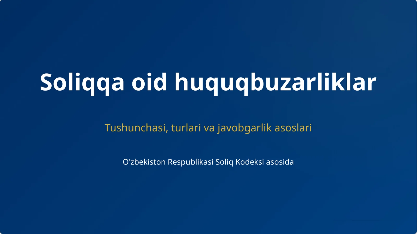 Soliqqa oid huquqbuzarliklar