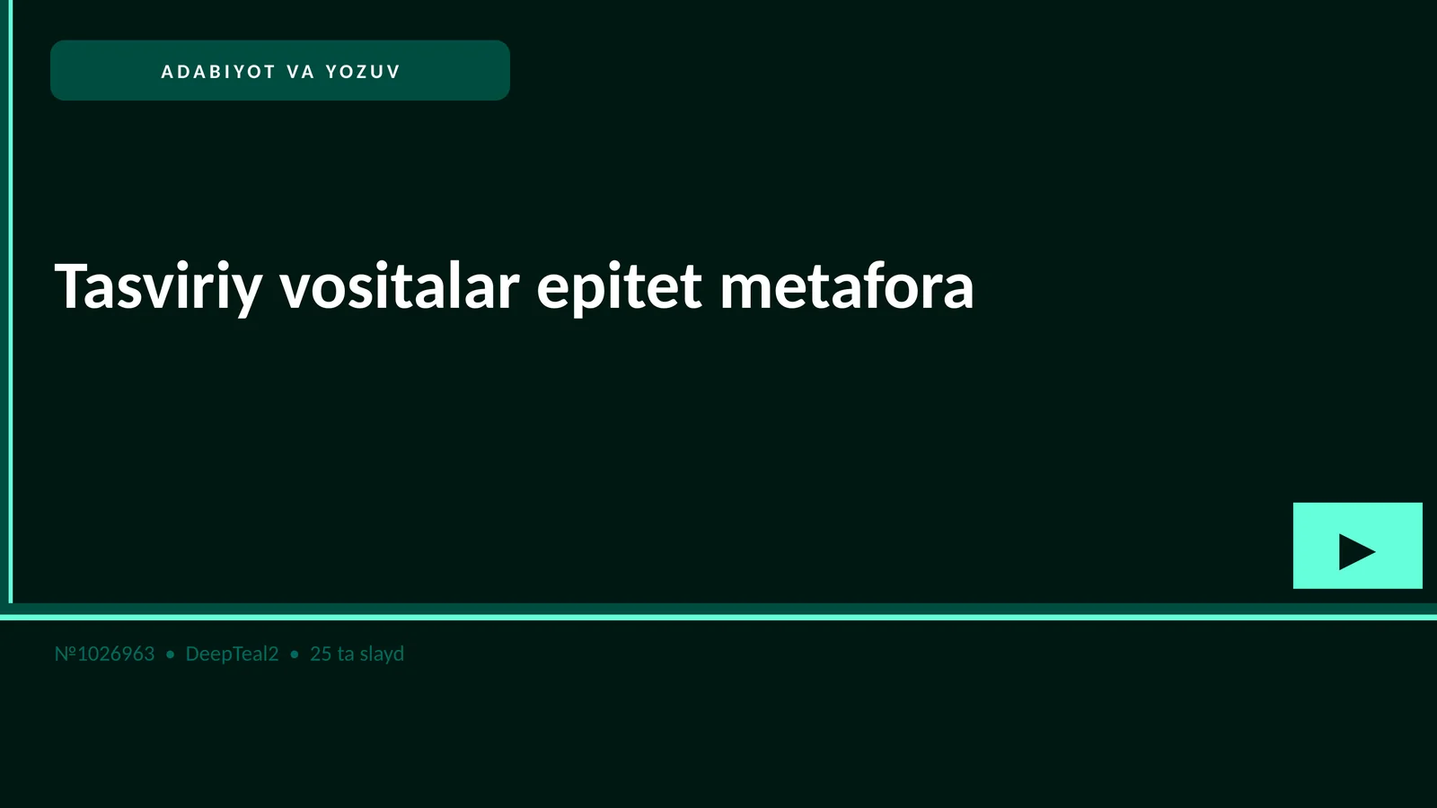 ADABIYOT VA YOZUV Tasviriy vositalar epitet metafora