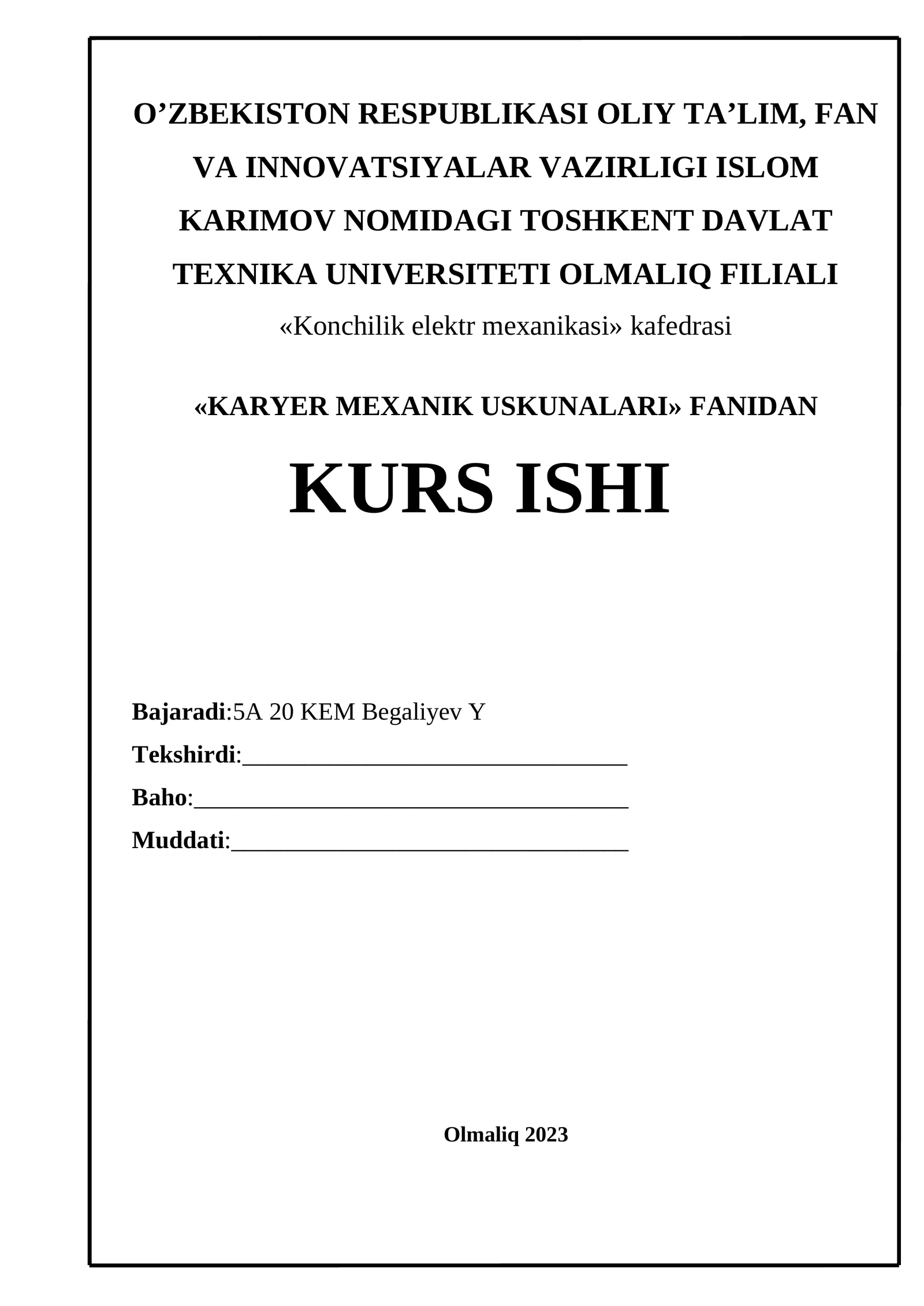 KARYER MEXANIK USKUNALARI