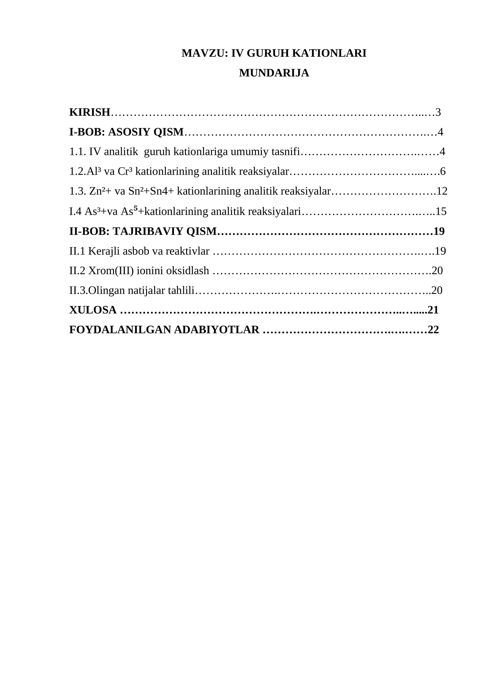 IV GURUH KATIONLARI