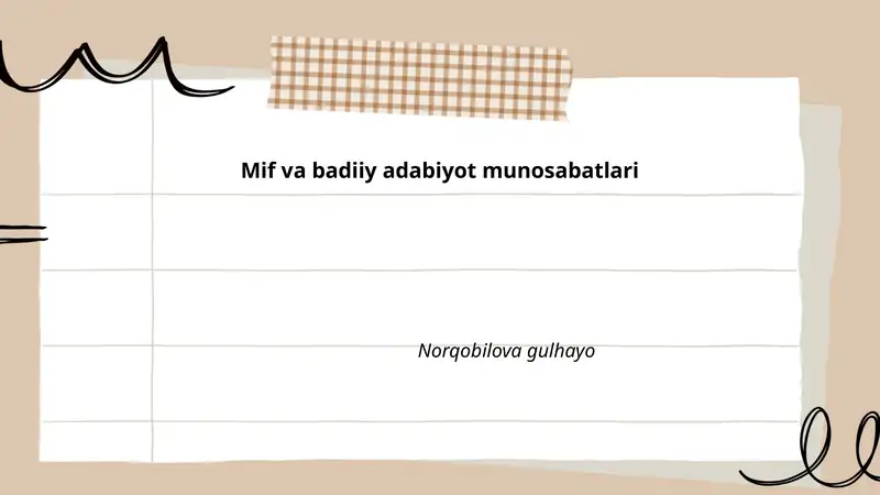 Mif va badiiy adabiyot: nazariy asoslari