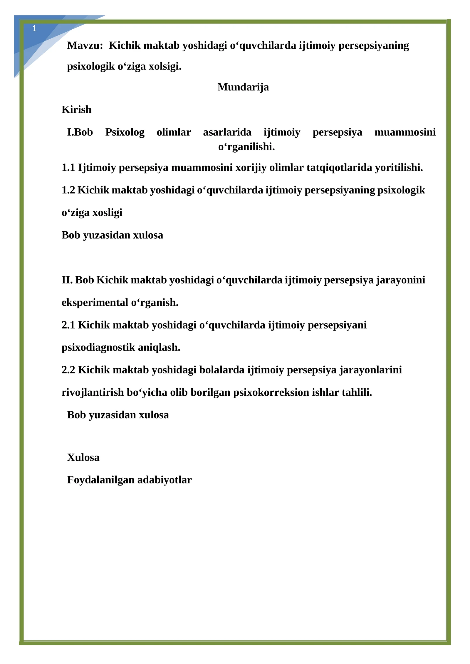 Ijtimoiy persepsiya muammosi