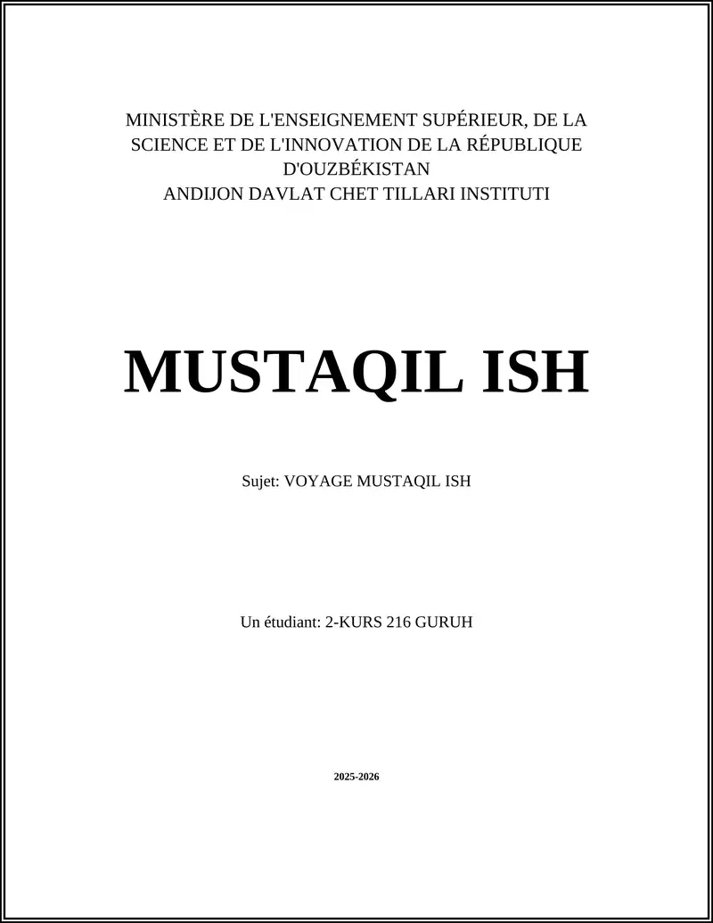 Voyage Mustaqil Ish