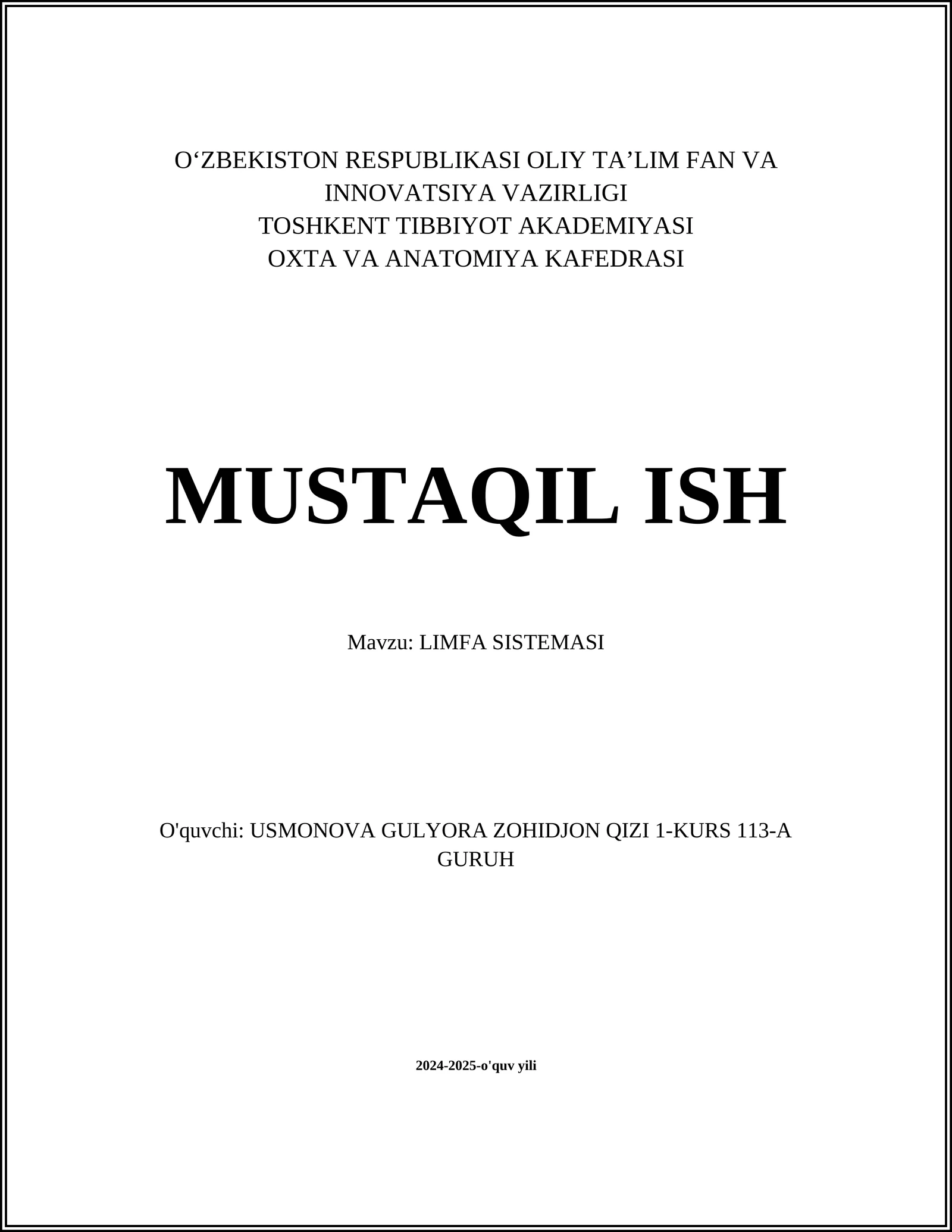 LIMFA SISTEMASI