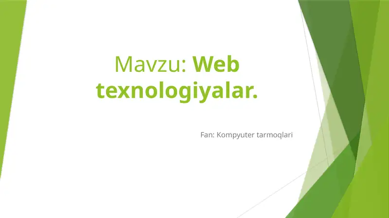 Web texnologiyalar