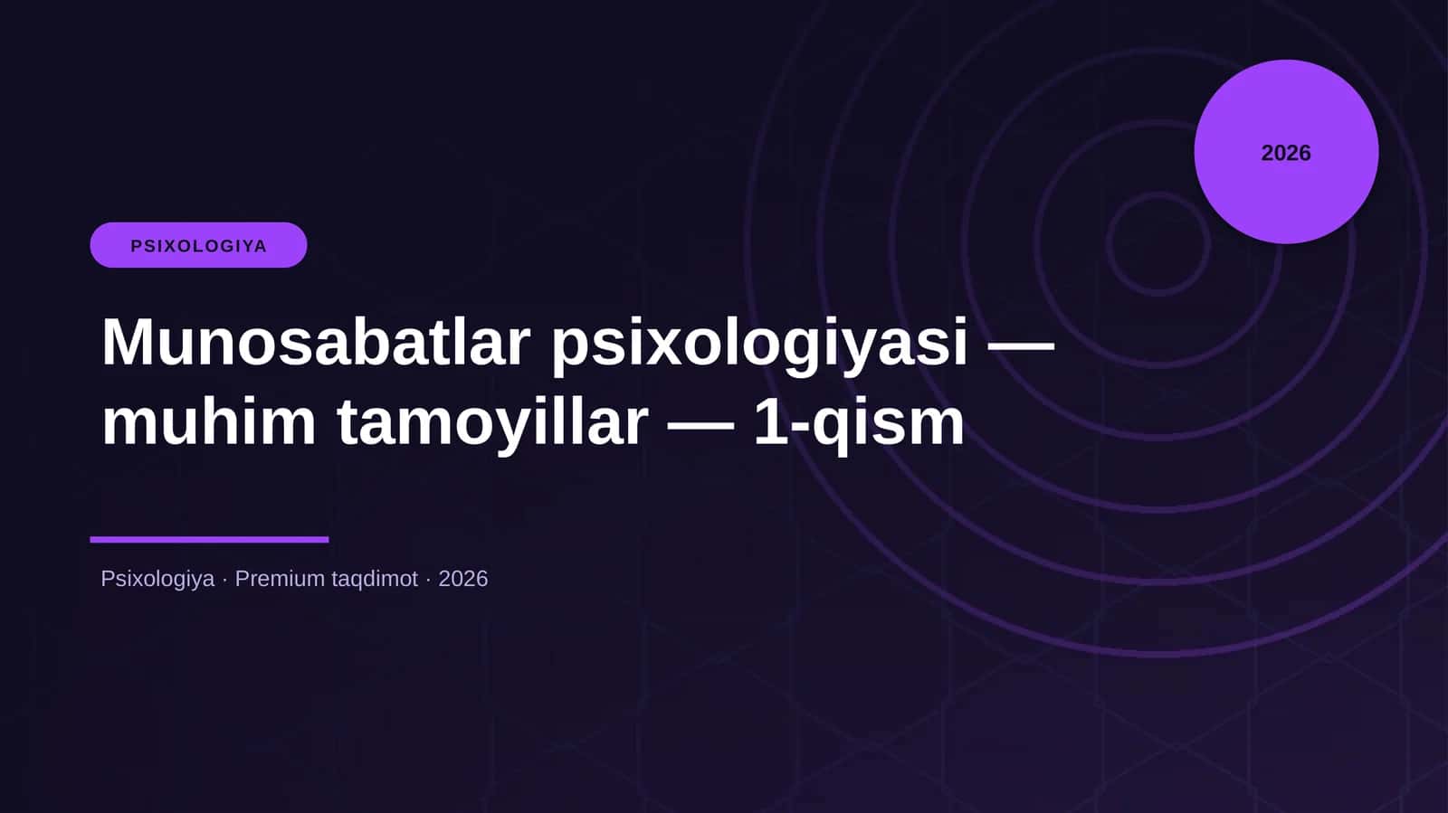 Munosabatlar psixologiyasi — muhim tamoyillar — 1-qism
