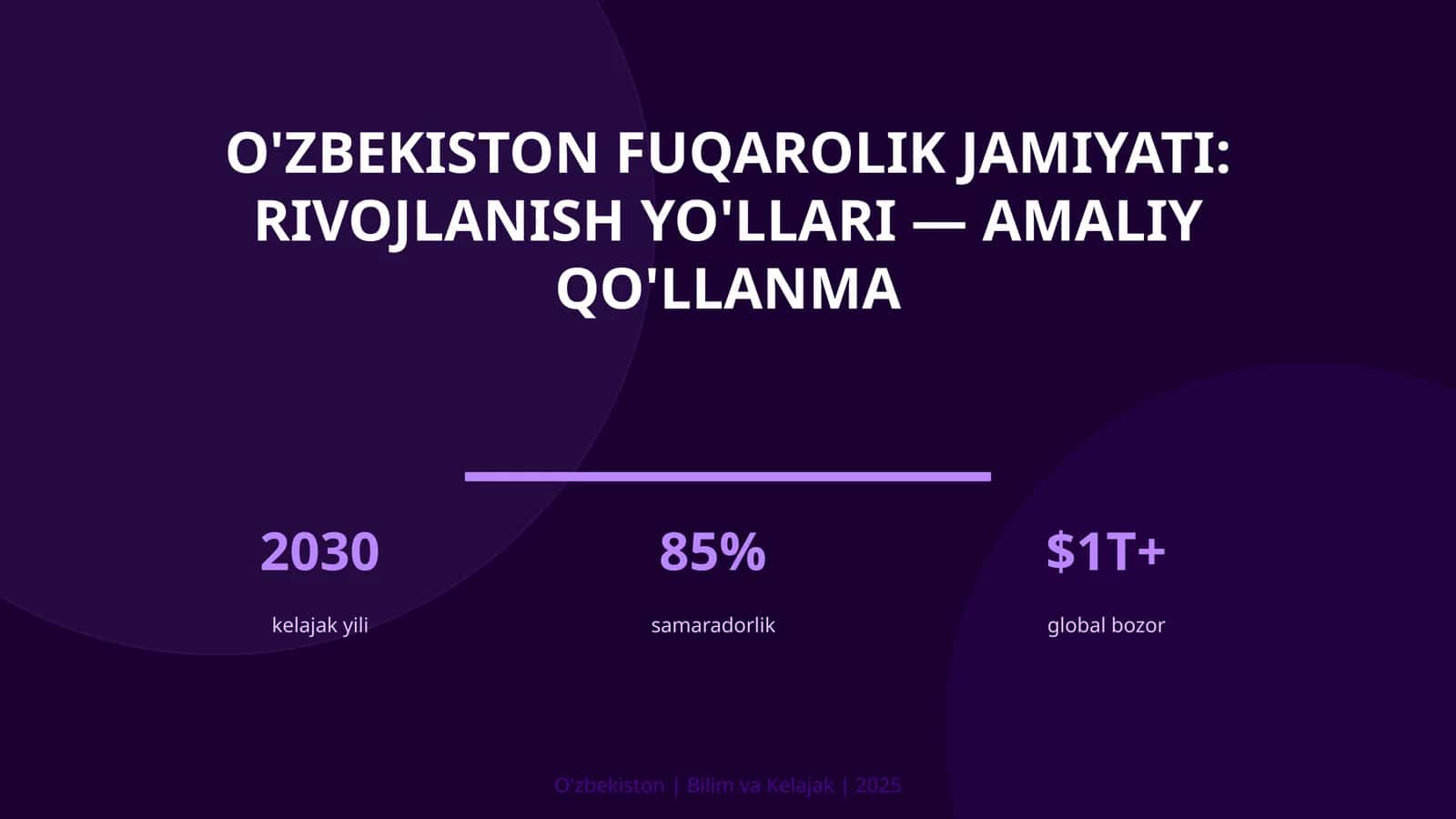 RIVOJLANISH YO'LLARI — AMALIY QO'LLANMA