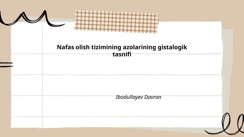 Nafas olish tizimining azolarining gistalogik tasnifi